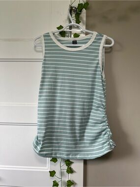 SHEIN Mint Green and White Striped Sleeveless Tank